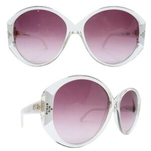 1970’s Fab Oversized Silhouette Sunglasses in Clear & White, Made in Austria